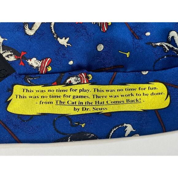 Dr. Seuss The Cat in the Hat Blue Golf Tie 100% Silk Vintage Circa 1994 - Picture 6 of 12